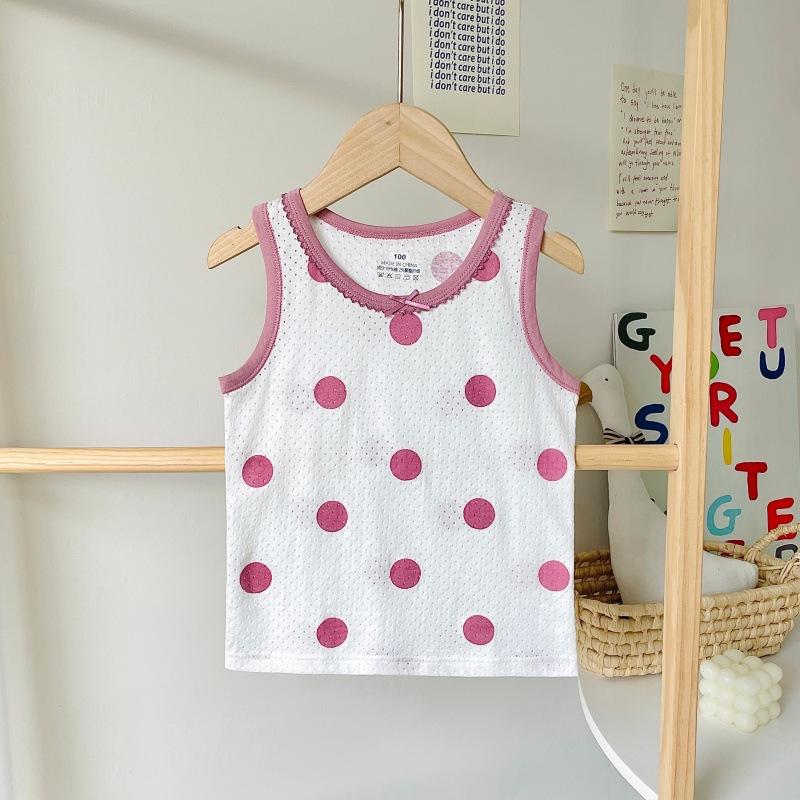 Boys pure cotton vest summer children's mesh hurdle girl baby sling little boy summer middle and older children's vest