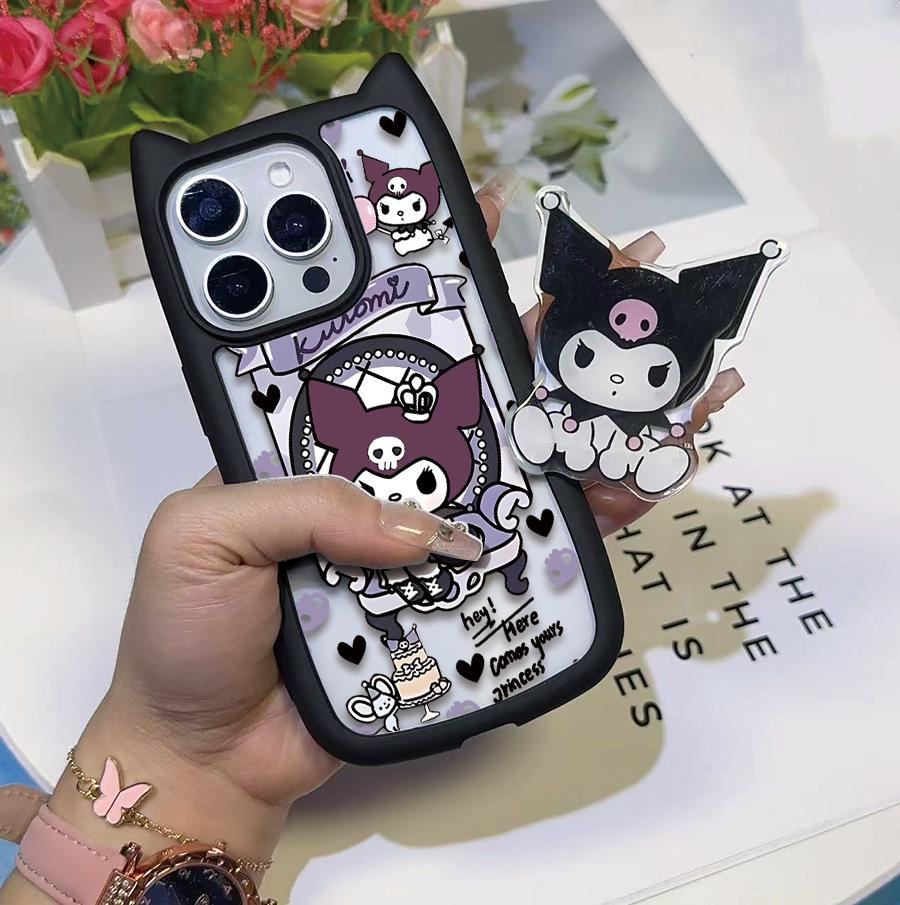 

Черный Чехол-Подставка для Телефона Kuromi Совместимый с Apple 16 iPhone 12 Pro
