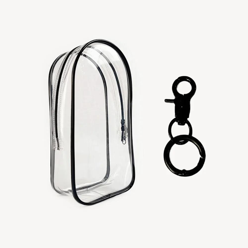 Colorful Transparent Protector Case Organizer Box for 17cm Labubu Plush Dolls Outdoor Display Bag With Keychain Doll Accessories