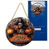 A95I-For Front Door Halloween Sign 2D Wood Design Pirate Captain Haunted House Pumpkin White Ghost Decoration For Outdoor For Ya