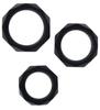 Set of 3 Black Power Halo Silicone Cockrings - Manpower TOYJOY - Flexible Cockrings