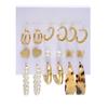 Women's Earrings Set 9 Pairs Multi Style Pearl Butterfly Hoop Studs Statement Fashion Jewelry Gift