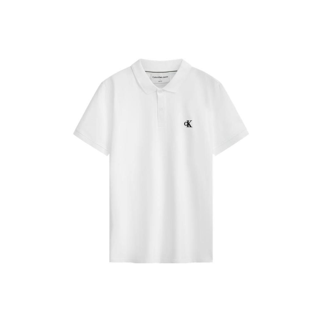 Calvin Klein Short Sleeve Polo Shirt With Embroidered Logo Men Tops White J323202-YAF