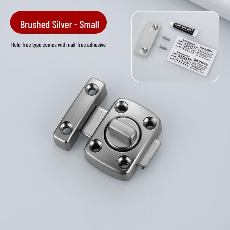 Anti-Theft Zinc Alloy Door Lock: Hole-Free Sliding Door Bolt, Left/Right Rotation, Thickened Security Buckle.