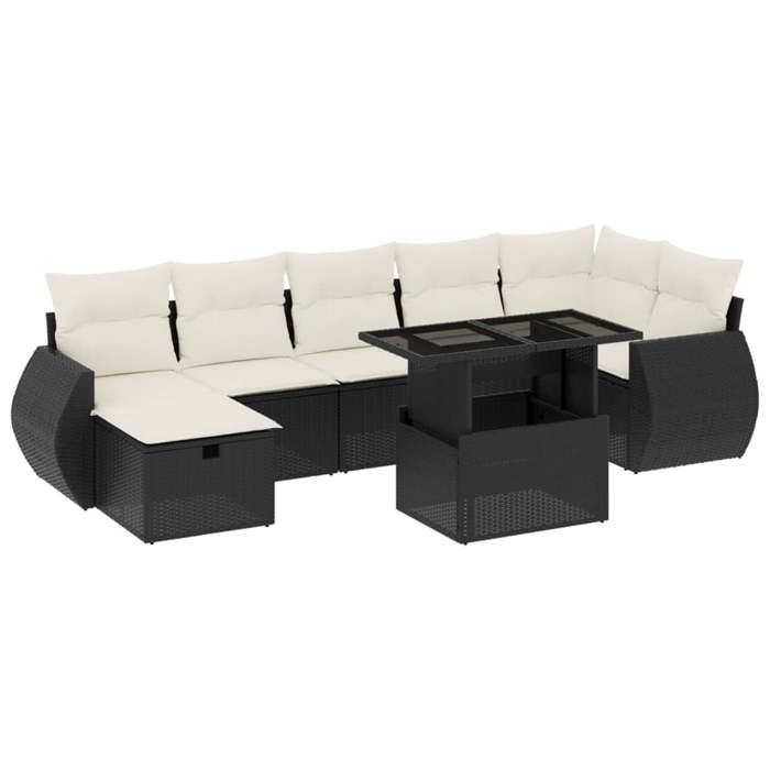 VidaXL Garden Lounge Set 8 Pcs with Cushions Black Wicker 3275146