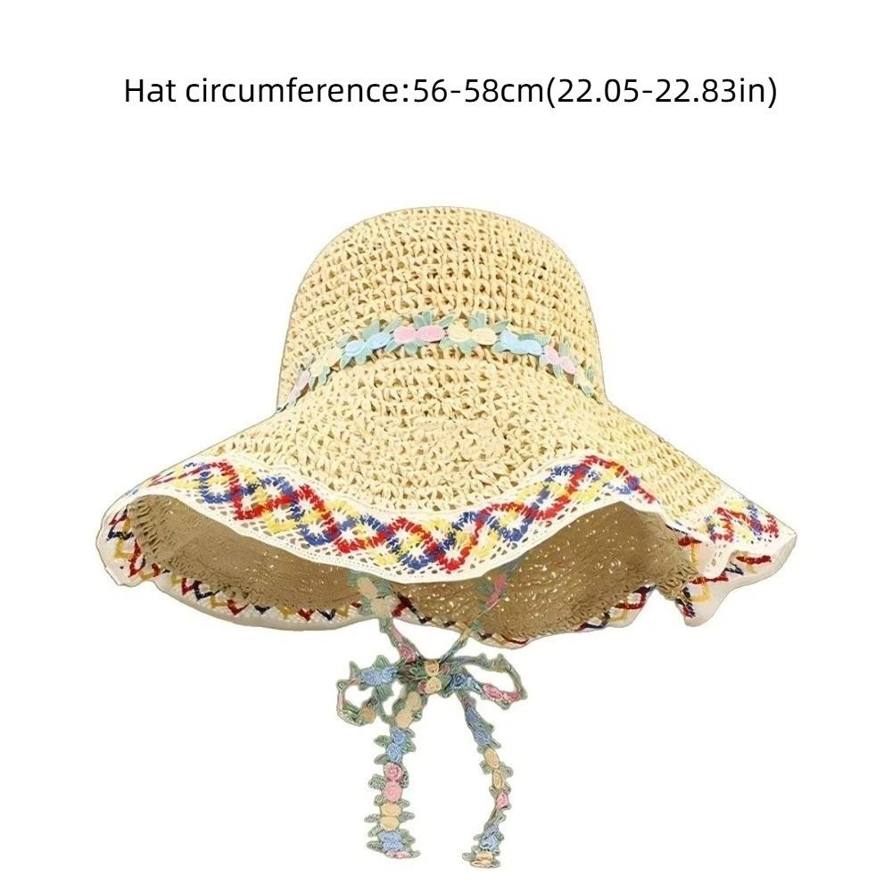 Ethnic Style Straw Hat Large Brim Sun Protection Hat Fashionable Fisherman's Hat  Vacation