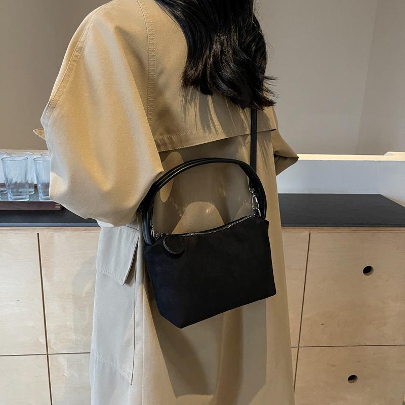Women  New Solid Color Zipper Versatile Crossbody Bags Autumn Winter Retro Shopping Small Square Bag