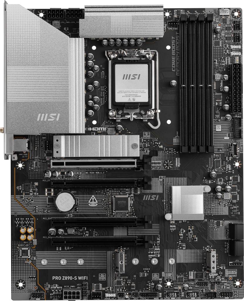 MSI PRO WiFi ProSeries Mainboard Core Ultra Serie 2 Intel LGA PCIe USB Bluetooth Thunderbolt und Z890-S (Unterstützt Prozessoren, 1851, DDR5, 5.0, M.2,