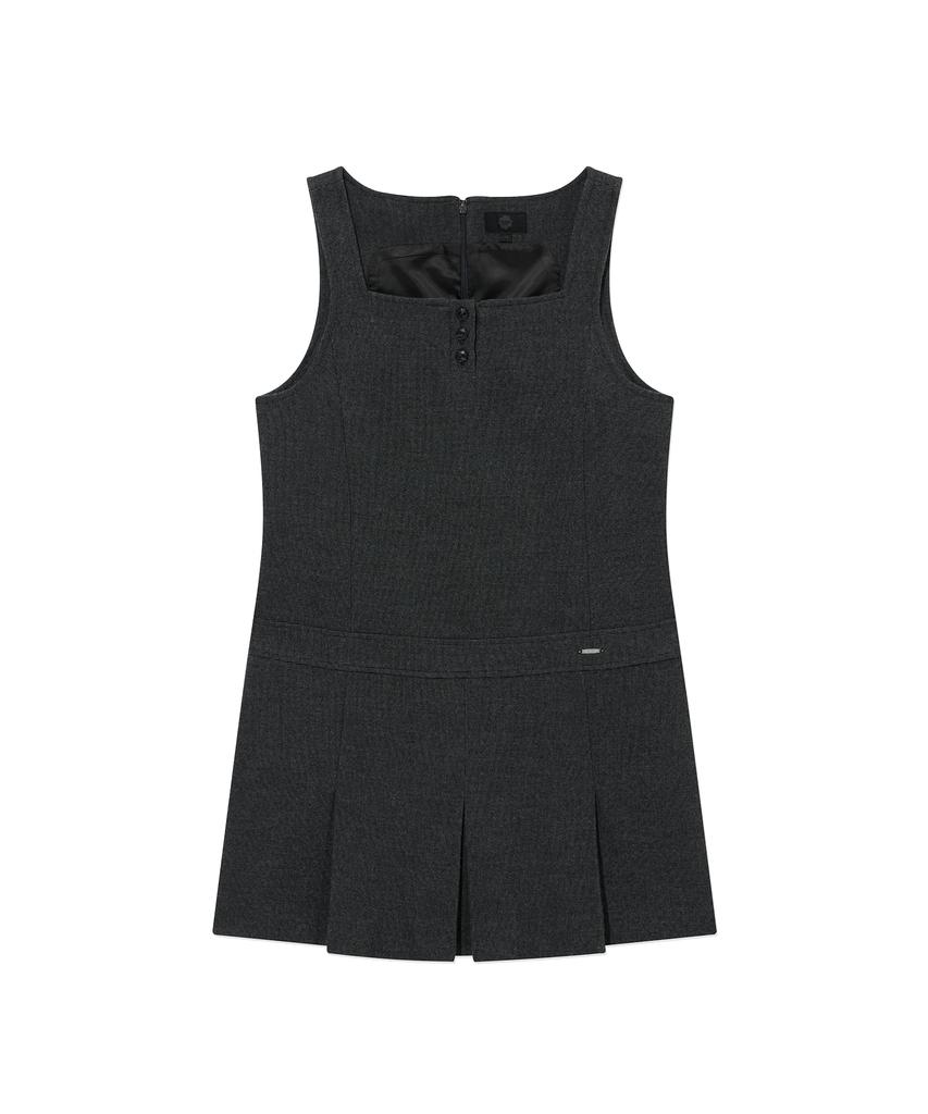 Covernat Woman Pleated Layered Dress Charcoal