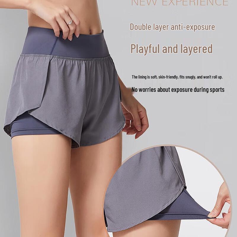 Women's Fake Two-Piece Sports Shorts