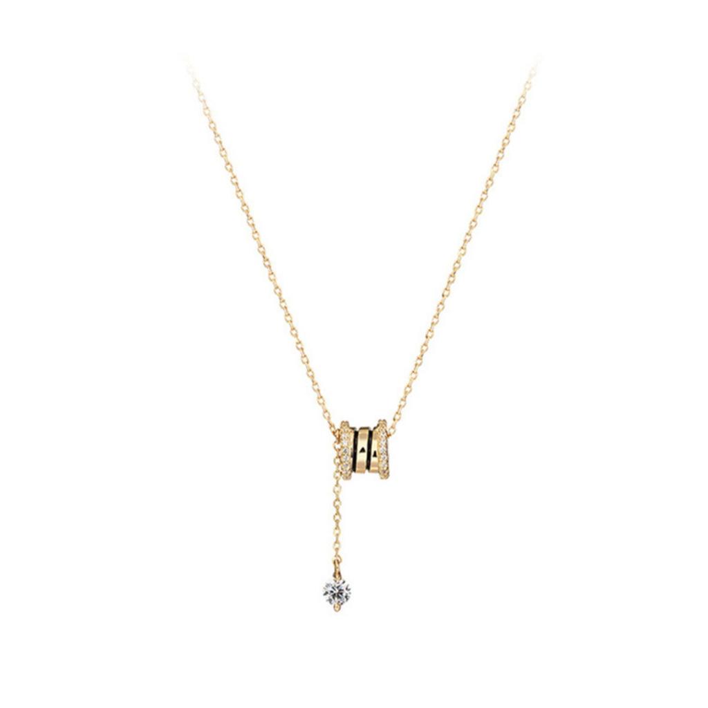 Elegant Barrel Pendant Lariat Necklace Sparkling Accent Stone Minimalist Adjustable Jewelry for Women