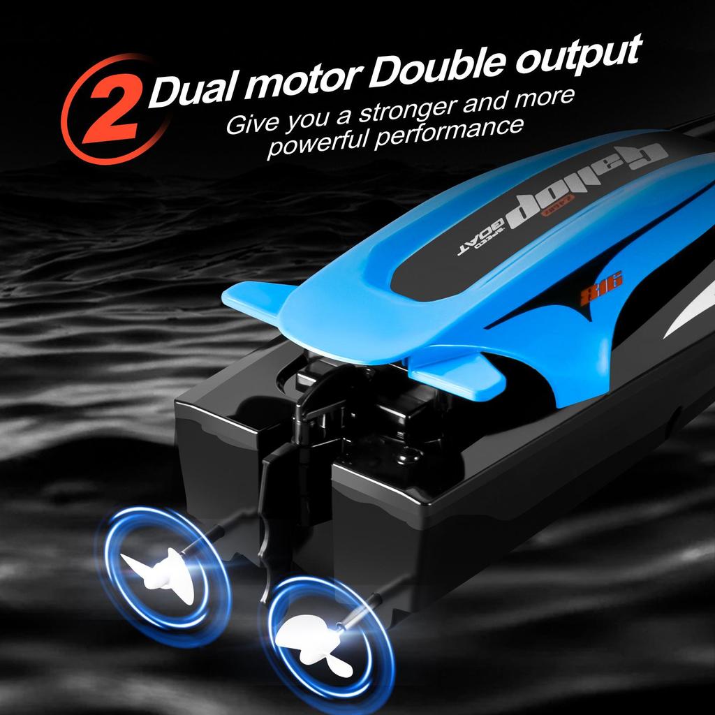 2.4G High-Speed Remote Control Waterproof Electric Speedboat with Lights for Kids