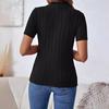 Modny, dopasowany krój, okrągły dekolt, damski T-shirt, damskie koszulki z krótkim rękawem, 2024, letni, swobodny, prążkowany, dzianinowy T-shirt, damski, elegancki, jednolity, damski T-shirt 24405