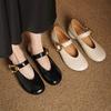 Krazing Pot Sheepskin Fashion Summer Spring Autumn Med Heels Metal Buckle Women  European Design Round Toe Pumps