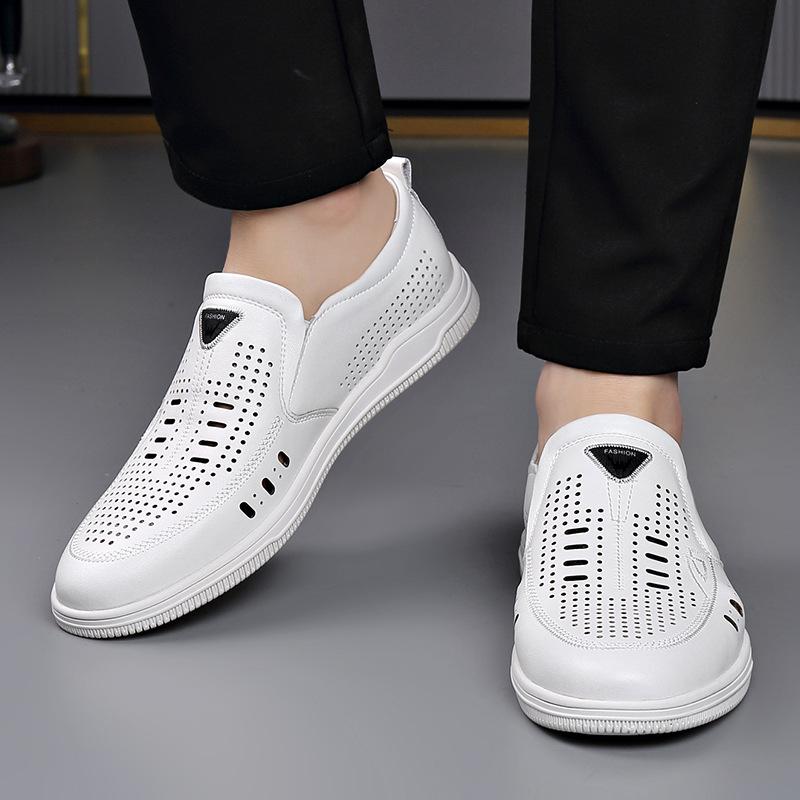 Fashion High Quality White Cow Leather Shoes for Men Fashion Casual Summer New Designer Shoes Male Summer Autumn Light Loafers Man