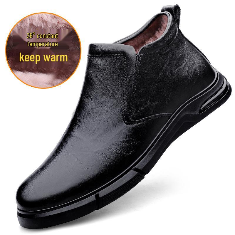 Men s Winter Leather Wool-Lined Casual Shoes 40 черного бархата