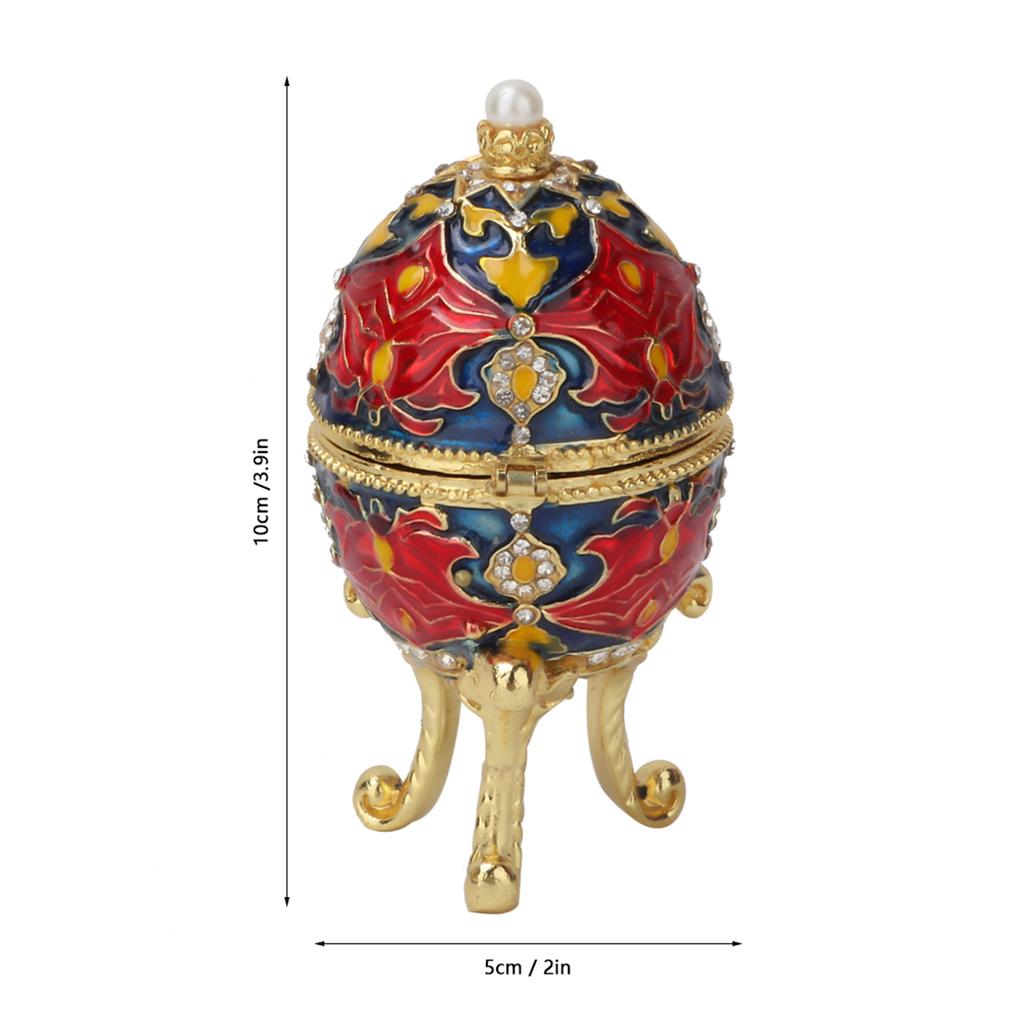 Fdit Vintage Enamelled ster Egg Jewelry Box, Zinc Alloy Diamante Jewelry   with Antique Floral Pattern, Decorative for Women, ster Houses and