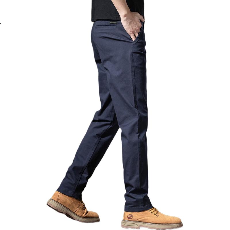 ROMON Casual Pants for Men, Autumn And Winter Business Trousers, Fashionable Straight-Leg Pants, Loose-Fitting Versatile Men's Trousers