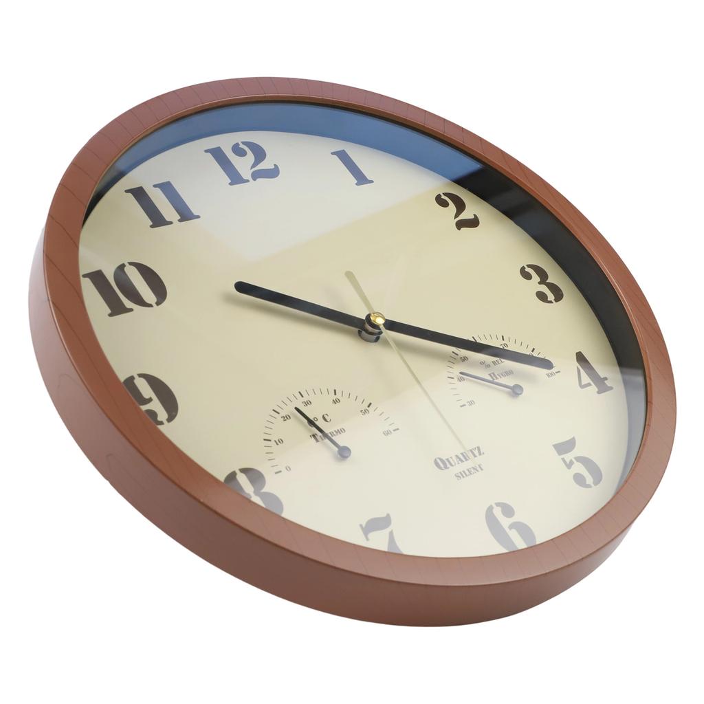 Outdoor Clock with Thermometer and Hygrometer for Patio Weatherproof Analog Design Silent Quartz Operation for Indoor Use