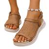 Large Size Platform Casual Sandals Women's 2025 New Fishing Net Hollow Fish Mouth Buckle Sandals Women's Foreign Trade