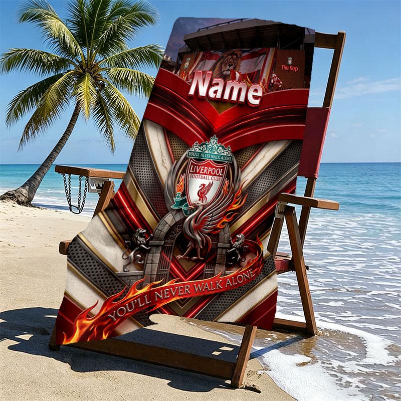 Custom Name Personalized LFC Print Beach Towel, for Trip Camping Beach Party Home Decor, Birthday Gift for Family & Friends