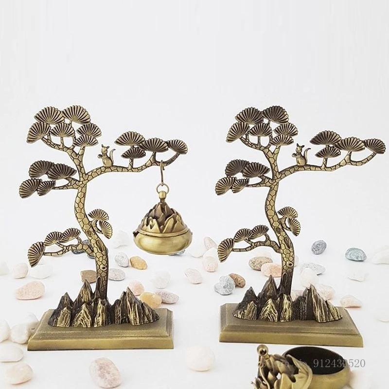 Alloy Welcome Pine Shaped Hanging Incense Burners, Retro Home Indoor Tea Room Crafts Decorations, Small Aromatherapy Burner, 1Pc