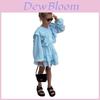 Set Principessa Due Pezzi in Cotone e Lino per Bambina, Primavera Autunno, con Camicia a Maniche Lunghe e Gonna Svasata per Bambini