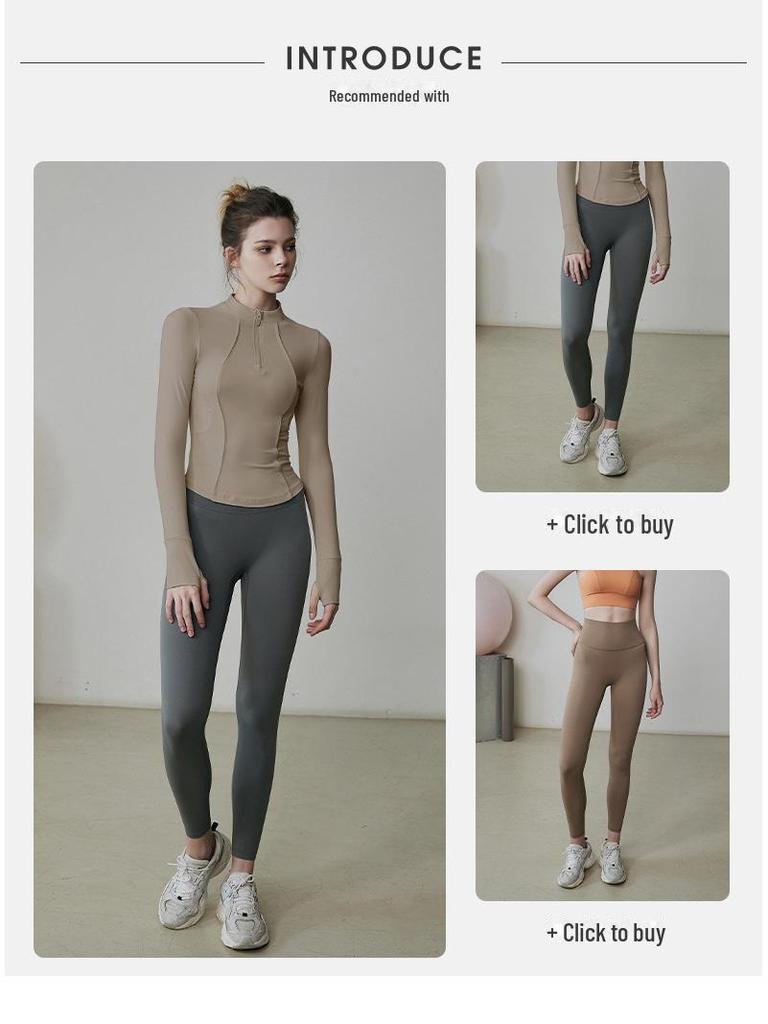 Women's Slim Fit Long Sleeve Yoga Top with Half-Zip Stand Collar