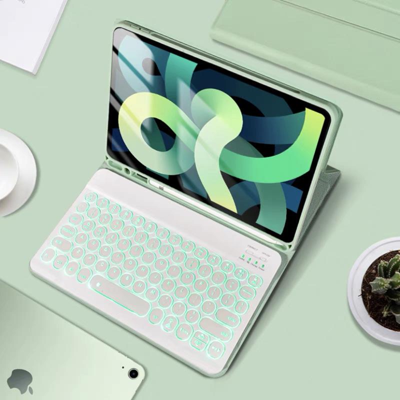 Samsung S10FE Tablet Protective Leather Case with Backlit Keyboard and Round Keycaps for A9+/A11Plus/S10Lite.