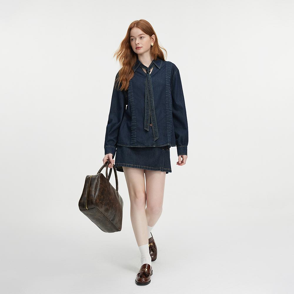 Wednesday Delight Wd_Pleated Denim Mini Skirt