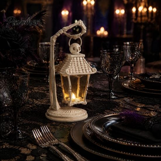 Unique Skeleton Gift for Goths LED Hand Lantern, Gothic Bone Table Lamp, USB Flameless Lamp Powered Spooky Decorative Light Halloween Party,