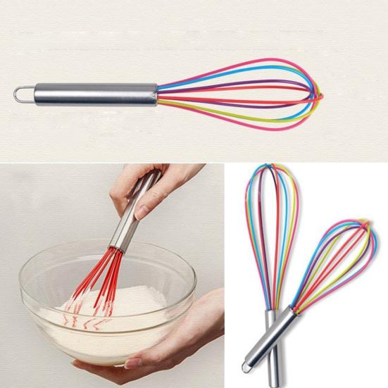 Stainless Steel Handle Silicone Balloon Wire Egg Beater Whisk Mixer Kitchen Tool