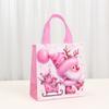 Pink Christmas Gift Bag Festive Xmas Gift Packaging Bag Cute Christmas Tote Waterproof Non-Woven Tote Bag For Christmas Birthday