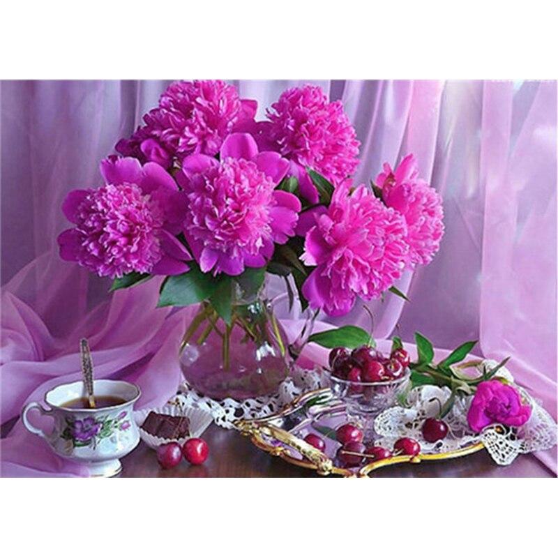 DIY Blumenvase 5D Diamant Malerei Kreuzstich voller runder Bohrer Strass Diamant Stickerei Wand Kunst Home Decor