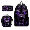 Skull Student Backpack Set Fashion Double Shoulder Bag Crossbody Bag Pencil Case Trendy Accessories Multifunctional School Bag