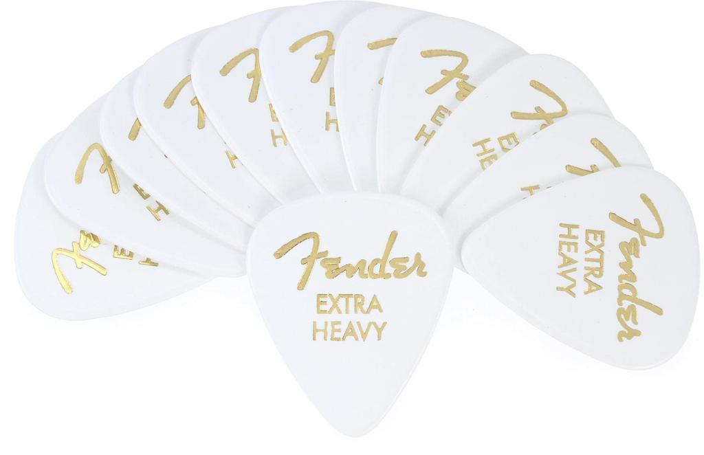 Fender Fender Pick Classic 351 Extra 12 Count Celluloid, White, Shape, Heavy,