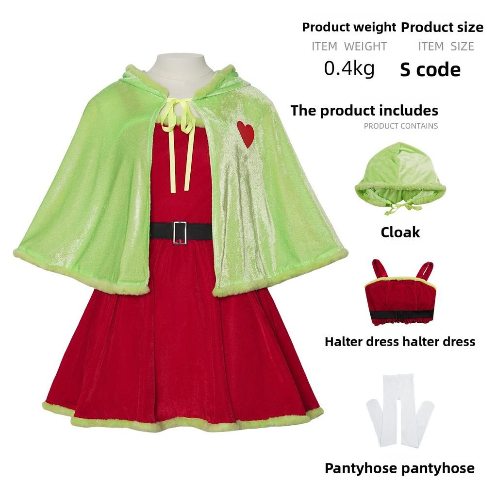 Der Grinch Cosplay Kostüm Erwachsener Kind Grünes Monster Umhang Kleid Für Anime Rollenspiel