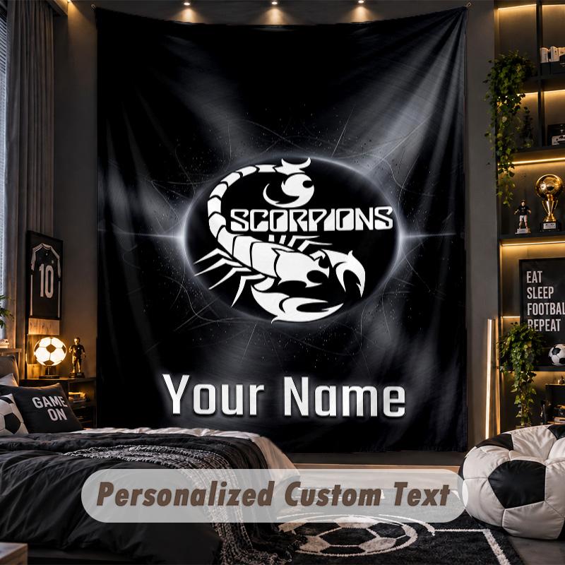 TapestryScorpions Custom Name Text Personalized Wall Hanging Tapestry Home Wall Decor