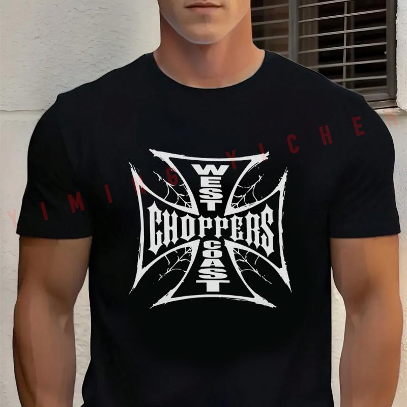 Chopper Motorcycle Pattern Men Cotton T-shirt Moto High Quality Funny Cotton Casual O-neck Tshi