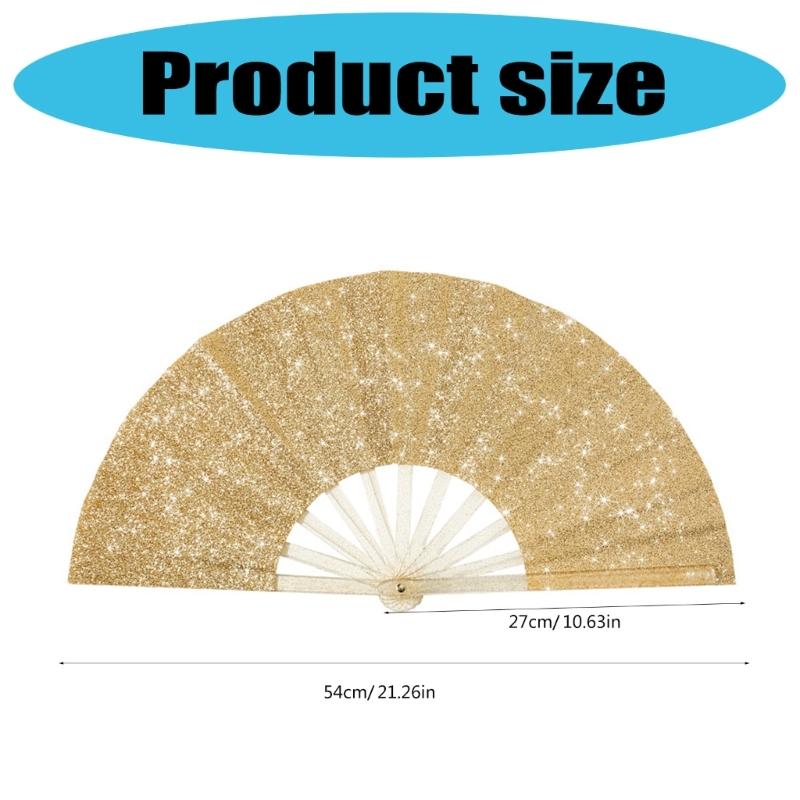 Funkelnder faltbarer Kunststoff-Dekorationsfächer für Darsteller, kompaktes Reise-Handventilator für kulturelle Veranstaltungen und Tanzroutinen