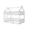Children's Bunk Bed 140*200, Children's Family Bed, Bunk Bed with Staircase, Loft Design, Solid Wood Bunk Bed Frame, White