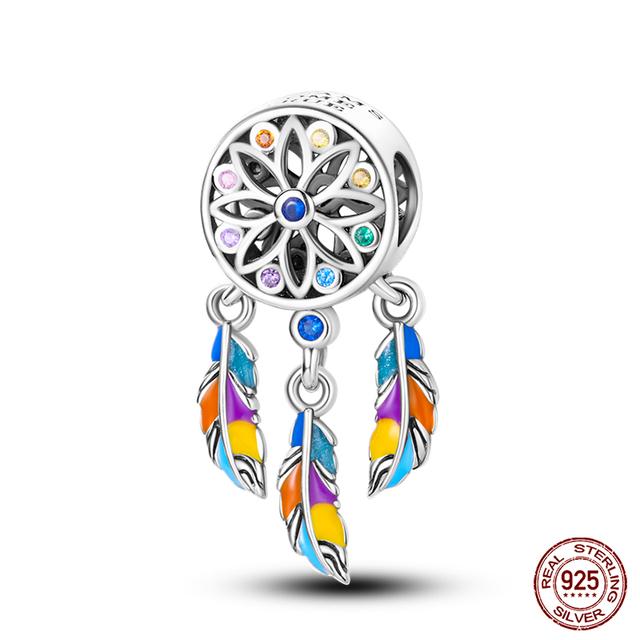 Prawdziwe 925 Sterling Silver kolorowy motyl sowa wróżka wisiorki koraliki Fit Fasion 925 oryginalne bransoletki naszyjniki Fine DIY biżuteria