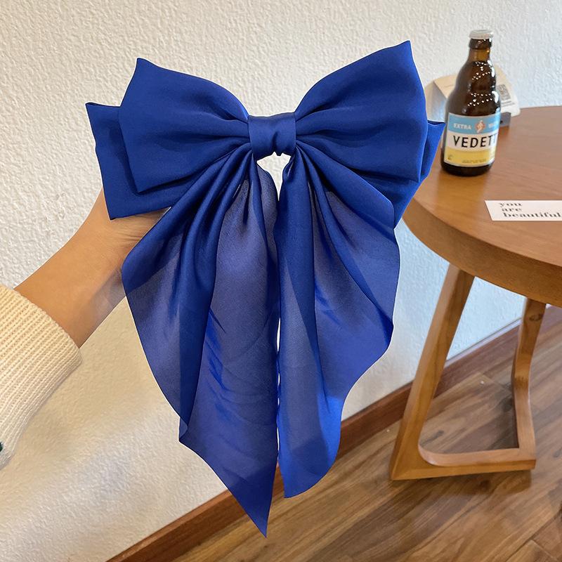 Elegant Solid Large Bow Ribbon Hair Clip for Women Girl Sweet Headbands Soft Satin Hairpin Hairgrip Fashion Hair Accessories