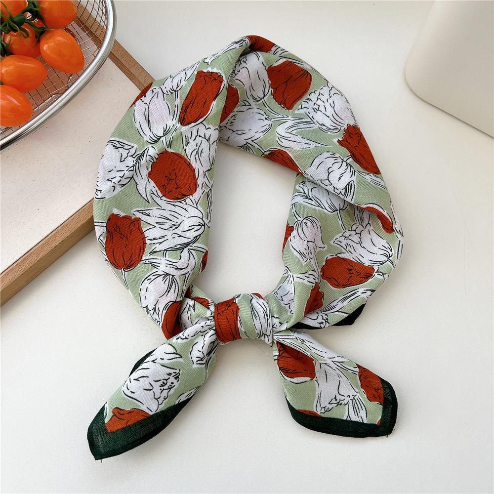 Paisley Flower Print Handkerchief Soft Cotton Linen Head Neck Scarves Hair Scarf Neckerchief Headscarves Square Scarf Headband