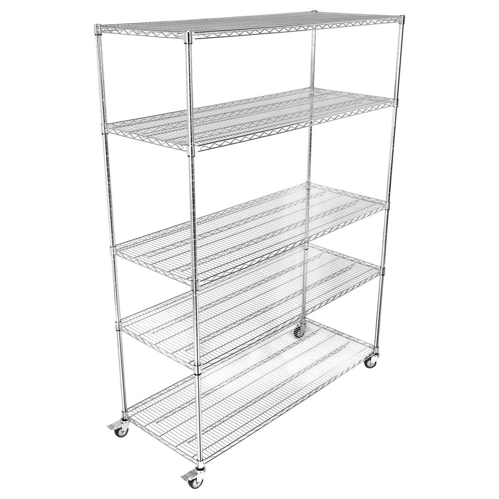 5 Tier 7500lbs Capacity Garage Shelving with Wheels & Shelf Liner Solid Steel Wire Rack for Pantry Garage Commercial Industrials