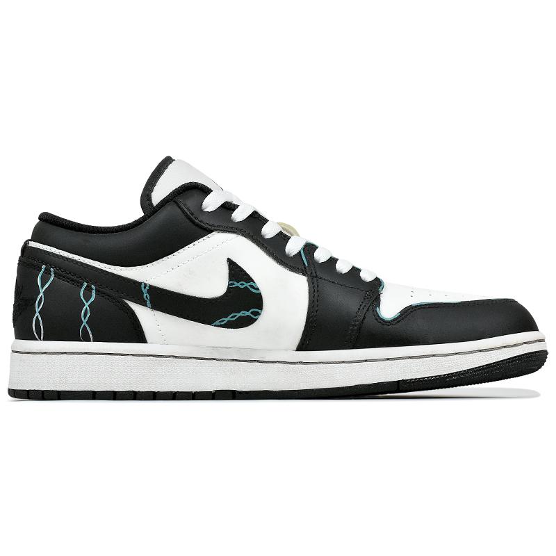Jordan Air Jordan 1 Abrasion Resistant Low top Vintage Basketball Shoes Men's Black White 553558-132(Team96-S-BOX)