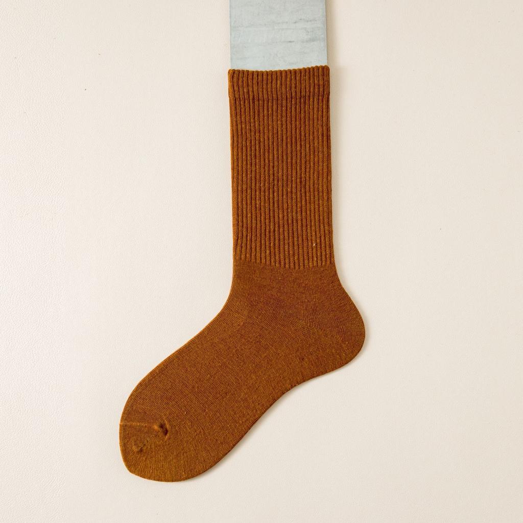 Female Autumn and Winter New Retro All-match Pure Color Cotton Tube Stack Socks
