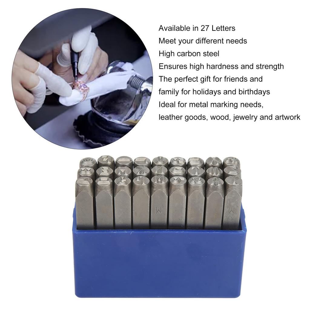 Letter Punch Set 27 Letters High Strength High Carbon Steel Metal Letter Stamp Set for Jewelry Artwork