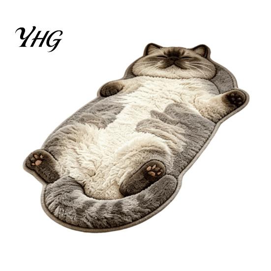 Washable Entryway Runner Sleeping Cat Rug, Ultra Absorbent Plush Bath Mat, Cute Kitty Kitchen Carpet Area Non-slip Door Mat for Bathroom Bedroom Home