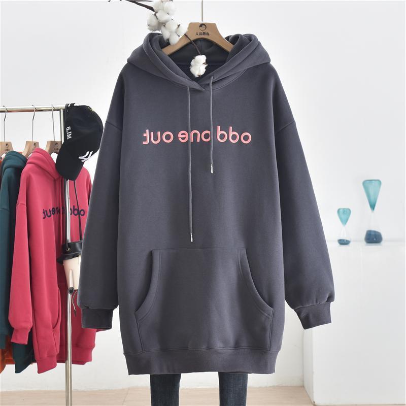Autumn and Winter New Simplicity Versatile Temperament Women's Clothing Fashion Drawstring Letter Printing Long Sleeve Hoodie